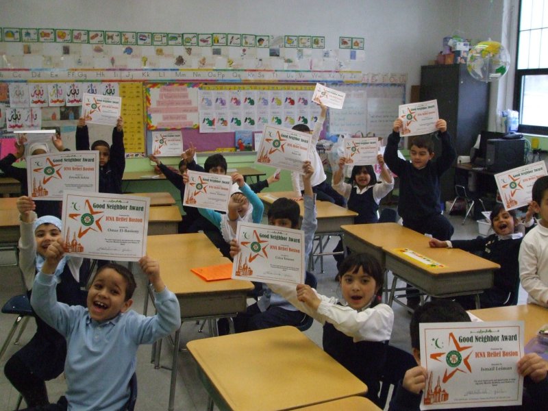 Islamic school classroom with students